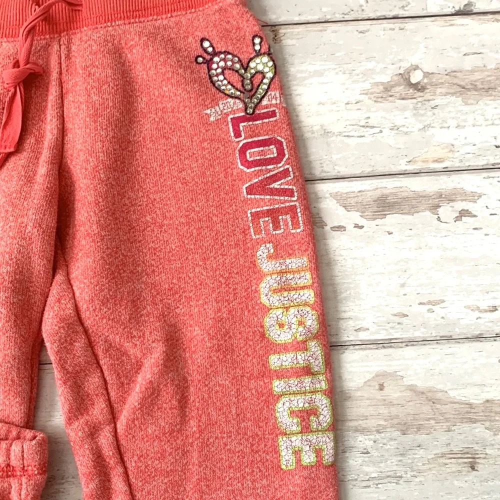 Justice Size 8 Girls Sweatpants Kids Pants Sweats Joggers Pink LOVE